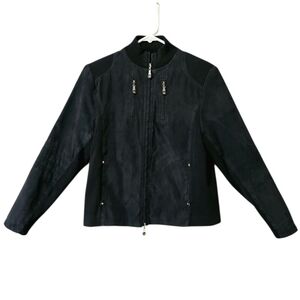 Jamie Sadock Silk Blend Jacket Women’s Size Small Shoulder Pads Zippered Pockets